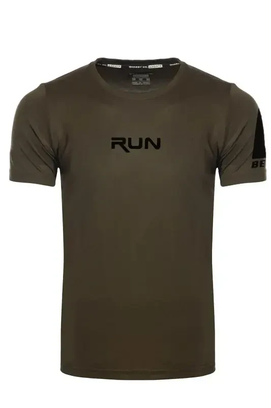 Ghassy Co. Мужская влагоотводящая быстросохнущая спортивная футболка для бега - ХАКИ - 2