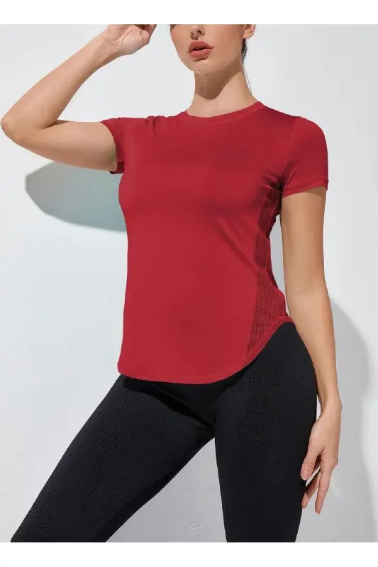 Ghassy Co. Women's Dry Fit Running Yoga Quick Dry Moisture Wicking Mesh Side Breathable Sports T-shirt - 4
