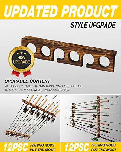 Ghosthorn 12 ta olov tutqich balıq olov rafı devorga yoki to'siqqa o'rnatilgan garaj saqlash tashkilotchisi balıq ovlash uskunalari erkaklar va ayollar uchun sovg'alar - 13