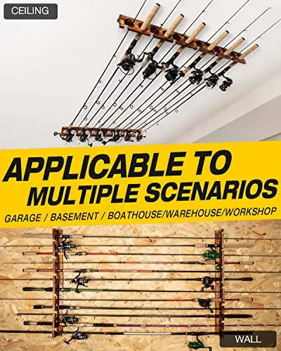 Ghosthorn 12 ta olov tutqich balıq olov rafı devorga yoki to'siqqa o'rnatilgan garaj saqlash tashkilotchisi balıq ovlash uskunalari erkaklar va ayollar uchun sovg'alar - 16