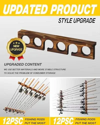 Ghosthorn 12 ta olov tutqich balıq olov rafı devorga yoki to'siqqa o'rnatilgan garaj saqlash tashkilotchisi balıq ovlash uskunalari erkaklar va ayollar uchun sovg'alar - 4