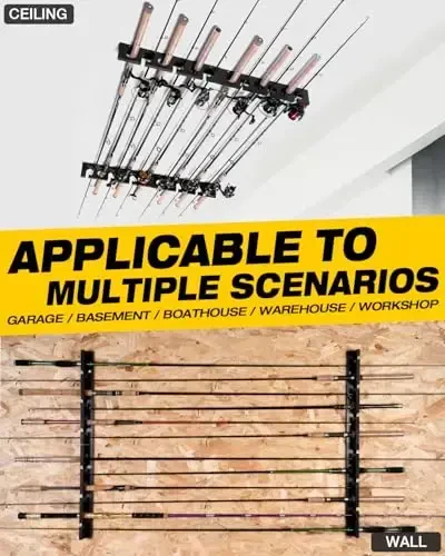 Ghosthorn Baliq Ovi Tayog'i Jildlari Devorga yoki Shiftga O'rnatilgan Baliq Ovi Tayog'i Jildlari Garajda Saqlash Tashkilotchisi Erkaklar va Ayollar uchun Baliq Ovi Uskunalari - 6