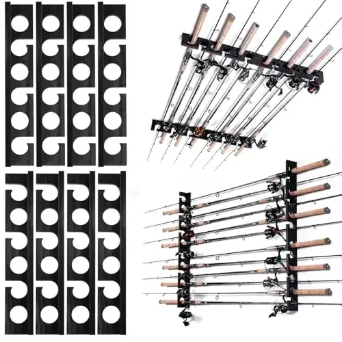 Ghosthorn Fishing Pole Rod Racks Wall or Ceiling Mounted Fishing Pole Rod Holders for Garage Storage Organizer Fishing Gear Equipment for Men Women - 1
