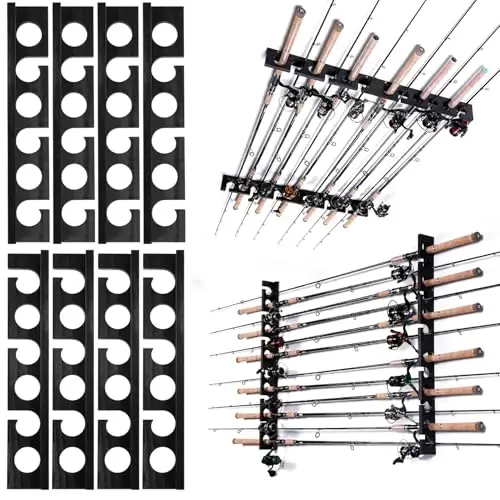 Ghosthorn Fishing Pole Rod Racks Wall or Ceiling Mounted Fishing Pole Rod Holders for Garage Storage Organizer Fishing Gear Equipment for Men Women - 1