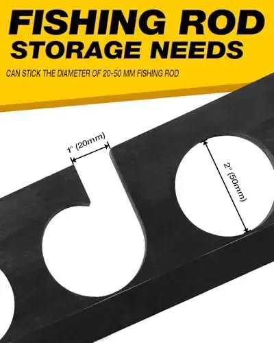 Ghosthorn Fishing Pole Rod Racks Wall or Ceiling Mounted Fishing Pole Rod Holders for Garage Storage Organizer Fishing Gear Equipment for Men Women - 4