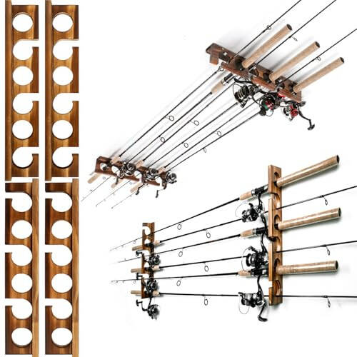 Ghosthorn Holds Up to 12 Rods Fishing Pole Rod Racks Wall or Ceiling Mounted Fishing Pole Rod Holders for Garage Storage Organizer Fishing Gear Equipment Gifts for Men Women - 3