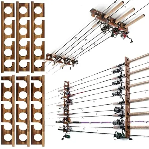 Ghosthorn Holds Up to 18 Rods Fishing Pole Rod Racks Wall or Ceiling Mounted Fishing Pole Rod Holders for Garage Storage Organizer Fishing Gear Equipmen for Men Women - 1