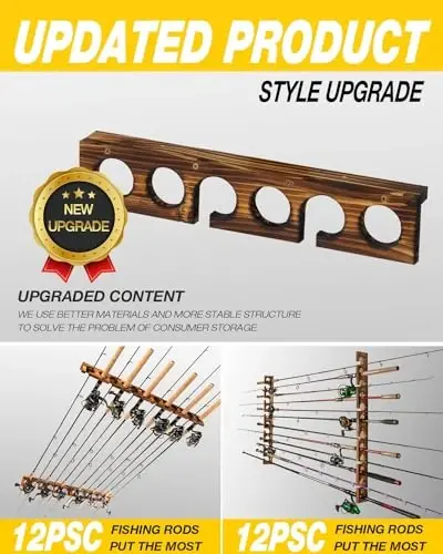 Ghosthorn Holds Up to 24 Rods Fishing Pole Rod Racks Wall or Ceiling Mounted Fishing Pole Rod Holders for Garage Storage Organizer Fishing Gear Equipment for Men Women - 4