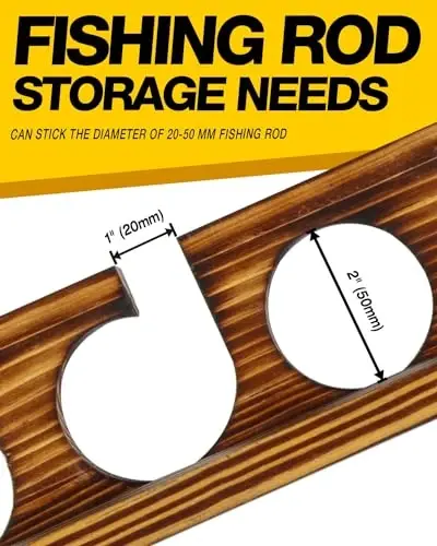 Ghosthorn Holds Up to 6 Rods Fishing Pole Rod Racks Wall or Ceiling Mounted Fishing Pole Rod Holders for Garage Storage Organizer Fishing Gear Equipment for Men Women - 5