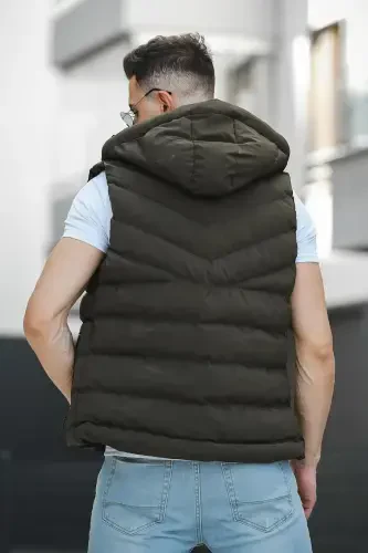 Giaco Slim Fit Капюшон Водонепроницаемый Пуховик Мужской Жилет - ХАКИ - 5