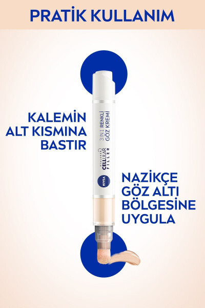 Gialuron Cellular Filler 3 ta 1 da Rangli Ochqir Tonli Ko'zga Mo'ljallangan Krem 4 ml, Ko'z Ostidan Yashirish Vositasi - 18