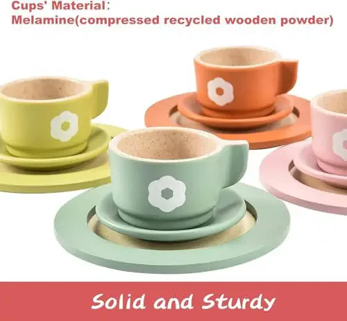 Giant Bean 27PCS Wooden Toy Plates and Dishes for Kitchen Set, Montessori Kitchen Toys for Girls and Boys, Wooden Play Kitchen Accessories - 3