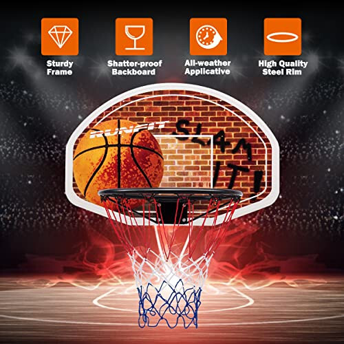 Giantex Basketball Hoop for Door, 29 X 20 Inch Hanging Basketball Board with Net, Indoor Outdoor Wall Mount Basketball Hoop for Kids Adults Teens Family Games Home Office Door - 2