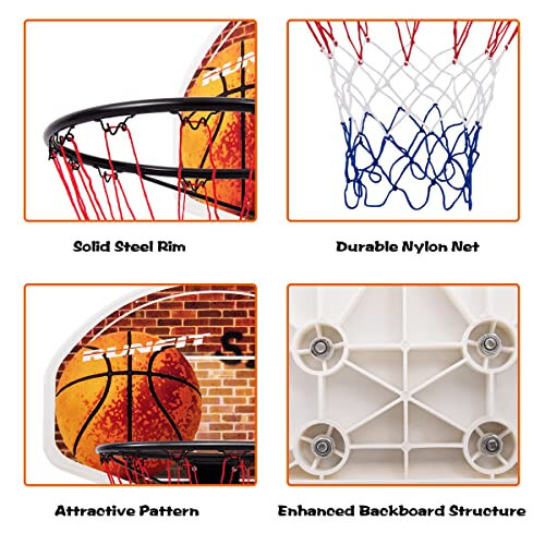 Giantex Баскетбольный щит для двери, 29 X 20 дюймов висящий баскетбольный щит с сеткой, баскетбольный щит для крепления к стене для дома и улицы для детей, взрослых, подростков, семейных игр, дома, офиса, двери - 5
