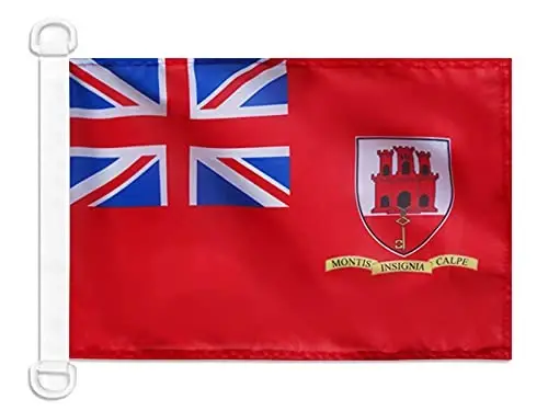 Gibraltar Civil Ensign NAUTICAL Flag 18'' x 12'' - Gibraltarian merchant flags 30 x 45 cm. - Banner 12x18 in for boat - AZ FLAG 