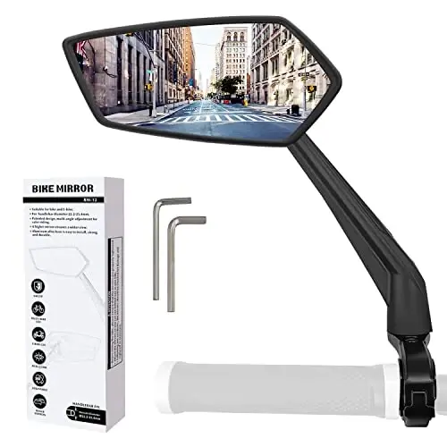 Arkham Bike Mirror for Handlebar Adjustable Bicycle Rear View Mirror 360 Rotatable, HD Glass Bicycle Mirror Shakeproof, Easy Installation,Wide View Angle, Essential Bike Tool for All Bicyclists,Left 