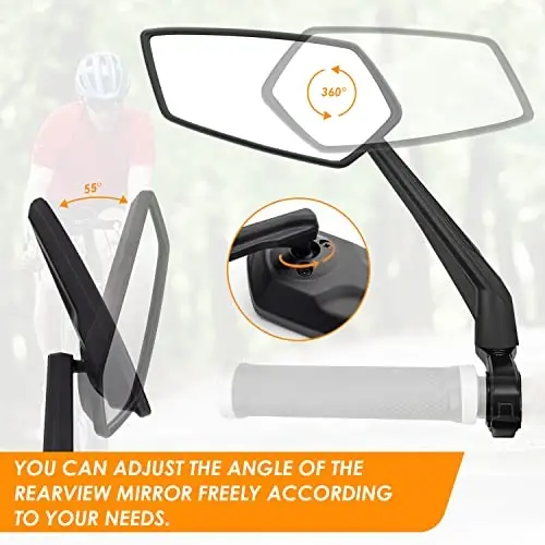 Arkham Bike Mirror for Handlebar Adjustable Bicycle Rear View Mirror 360 Rotatable, HD Glass Bicycle Mirror Shakeproof, Easy Installation,Wide View Angle, Essential Bike Tool for All Bicyclists,Left - 4