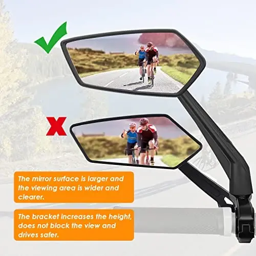 Arkham Bike Mirror for Handlebar Adjustable Bicycle Rear View Mirror 360 Rotatable, HD Glass Bicycle Mirror Shakeproof, Easy Installation,Wide View Angle, Essential Bike Tool for All Bicyclists,Left - 5