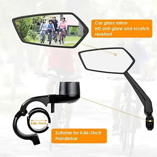Arkham Bike Mirror for Handlebar Adjustable Bicycle Rear View Mirror 360 Rotatable, HD Glass Bicycle Mirror Shakeproof, Easy Installation,Wide View Angle, Essential Bike Tool for All Bicyclists,Left - 6