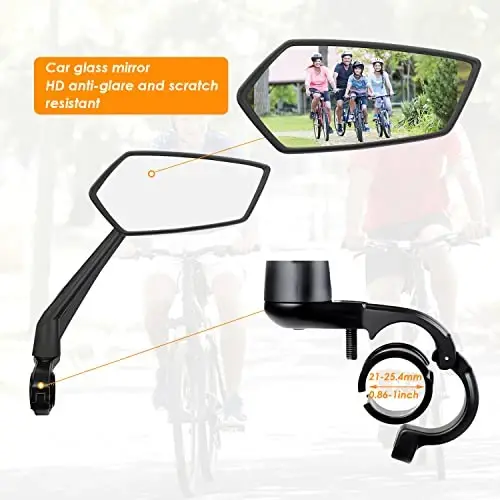 Arkham Bike Mirror for Handlebar Adjustable Bicycle Rear View Mirror 360 Rotatable, HD Glass Bicycle Mirror Shakeproof, Easy Installation,Wide View Angle, Essential Bike Tool for All Bicyclists,Right - 6