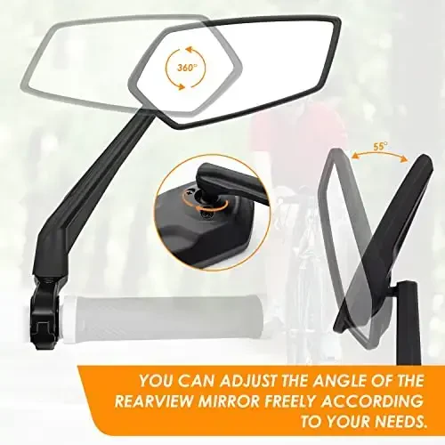 Arkham Bike Mirror for Handlebar Adjustable Bicycle Rear View Mirror 360 Rotatable, HD Glass Bicycle Mirror Shakeproof, Easy Installation,Wide View Angle, Essential Bike Tool for All Bicyclists,Right - 4