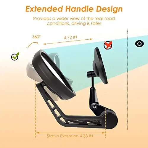 Arkham Bike Mirror for Handlebar HD Bar End Bicycle Mirror Thickened Auto-Grade Glass for Handlebar Rearview Mirror Multi-Angle Adjustable, E-Bike Universal(Oval Pair) - 5