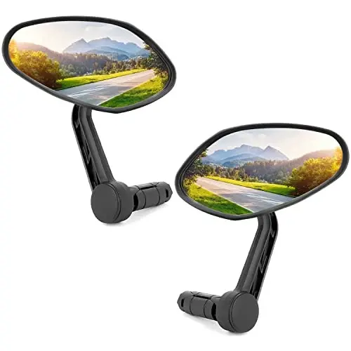 Arkham Bike Mirror for Handlebar HD Bar End Bicycle Mirror Thickened Auto-Grade Glass for Handlebar Rearview Mirror Multi-Angle Adjustable, E-Bike Universal(Oval Pair) - 1