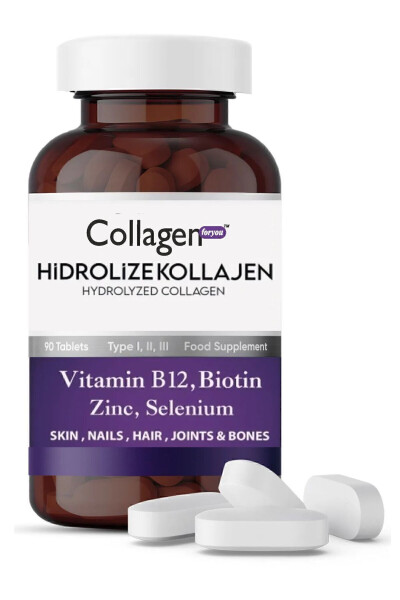 Gidroliz qilingan Kollagen 123-turi Biotin - Keratin - Sink - Foliy kislotasi - Selen - B12 Vitamini 1200mg 90 tablet - 22