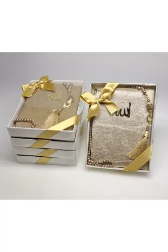 Gift 5 Pieces Yasin-i Sharif and Rosary Set As Mawlid Gift Circumcision Gift-gold 