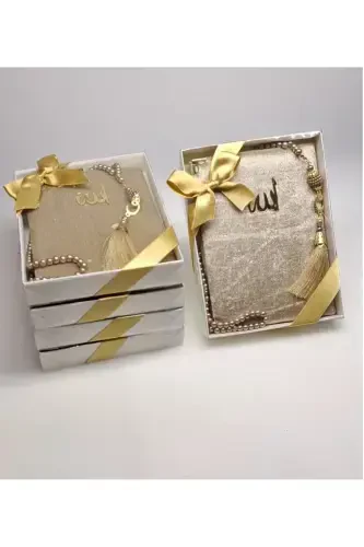 Gift 5 Pieces Yasin-i Sharif and Rosary Set As Mawlid Gift Circumcision Gift-gold - LIFESTYLING (1)