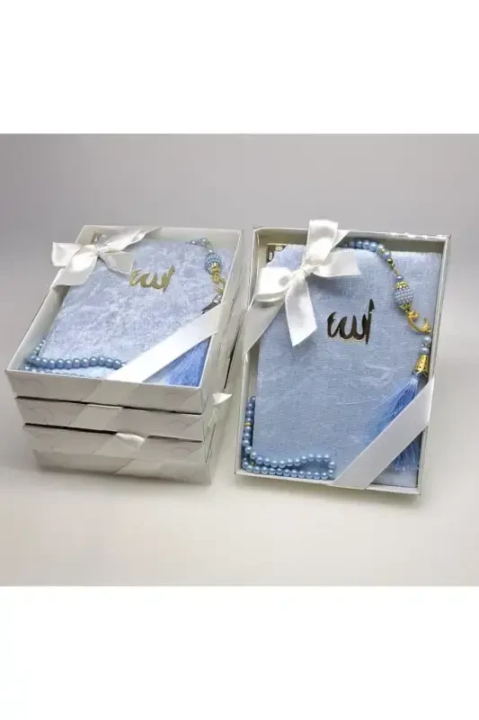 Gift 5 Pieces Yasin-i Sharif and Rosary Set in the Form of Mawlid Gift Circumcision Gift-baby blue - LIFESTYLING