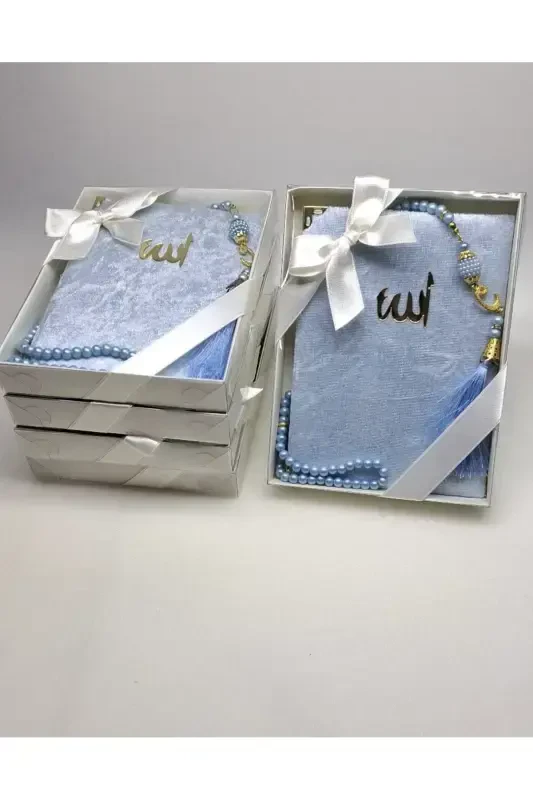 Gift 5 Pieces Yasin-i Sharif and Rosary Set in the Form of Mawlid Gift Circumcision Gift-baby blue - 2