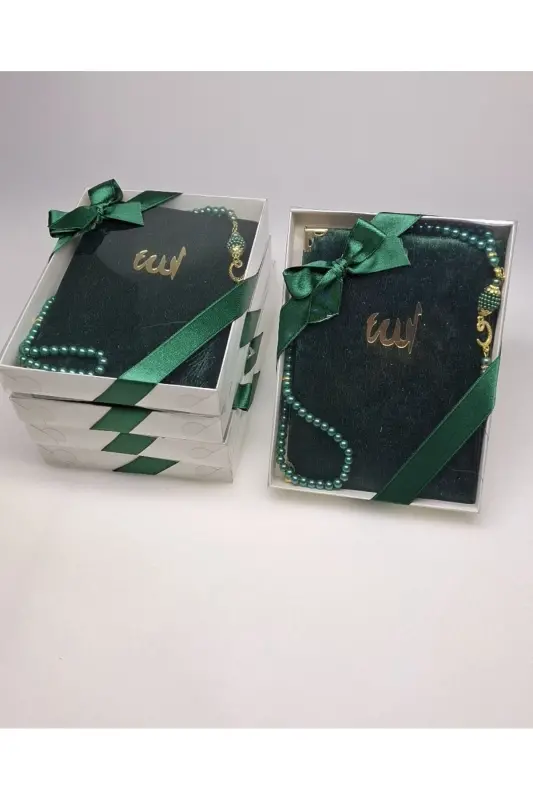 Gift 5 Pieces Yasin-i Sharif and Rosary Set in the Form of Mawlid Gift Circumcision Gift-Green - 2