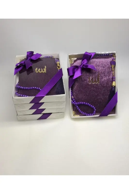 Gift 5 Pieces Yasin-i Sharif And Rosary Set In The Form Of Mawlid Gift Circumcision Gift-purple - 2