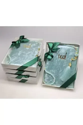 Gift 5 Pieces Yasin-i Sharif And Rosary Set Mevlid Gift Circumcision Gift-water green - LIFESTYLING (1)