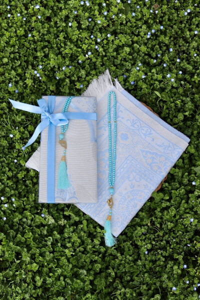 Gift Cotton Prayer Rug Set S1004 Blue - 2