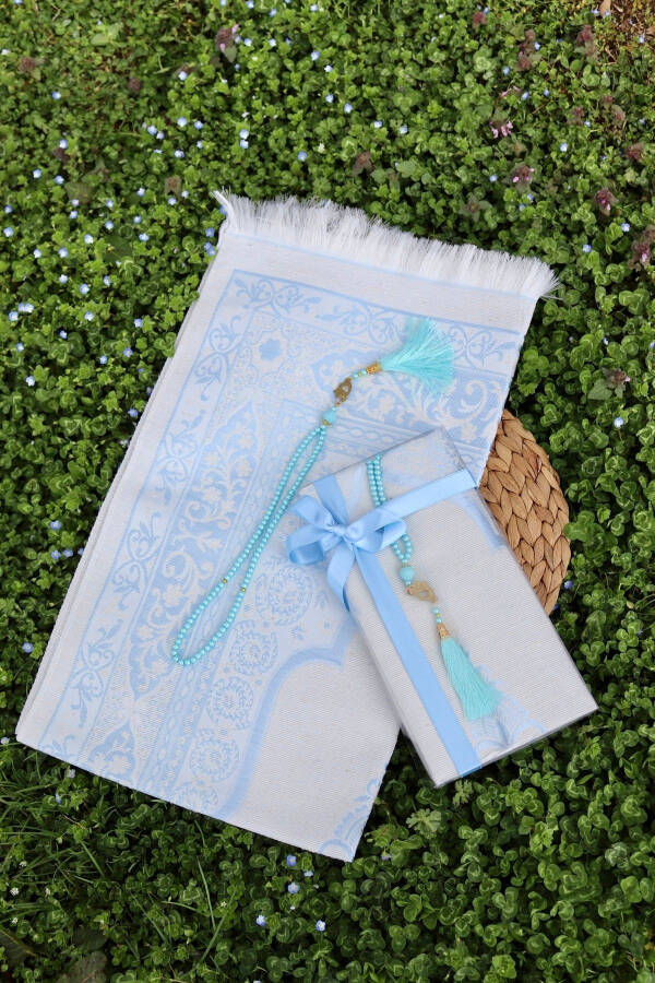 Gift Cotton Prayer Rug Set S1004 Blue - 4