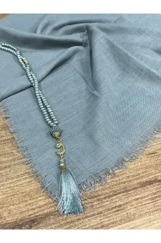 Gift, Dowry, Mevlut, Bundle, Bride Bundle Flamed Prayer Cover Rosary Set-GRAY - 3