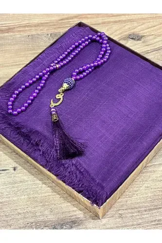 Gift, Dowry, Mevlut, Bundle, Bride Bundle Flamed Prayer Cover Rosary Set-PURPLE - AYHANHOME (1)