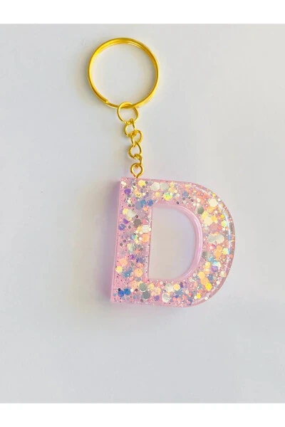 GIFT KEYCHAIN LIGHT PINK AND SPARKLY LETTER D - 5