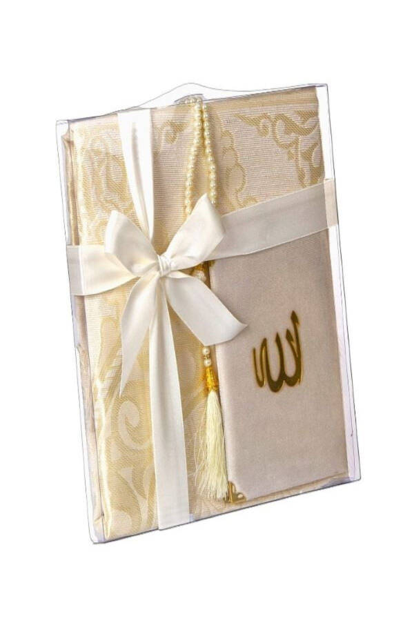 Gift Market Bride and Groom Gift Set Prayer Rug Set Pearl Prayer Beads Cream Prayer Rug - 1