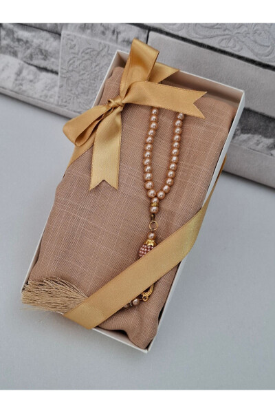Gift Mother Gift Head Covering Set Pearl Rosary Boxed (MEVLIT SUNNAT HAJJ UMRAH) Boxed Set - HIRA TASARIM (1)