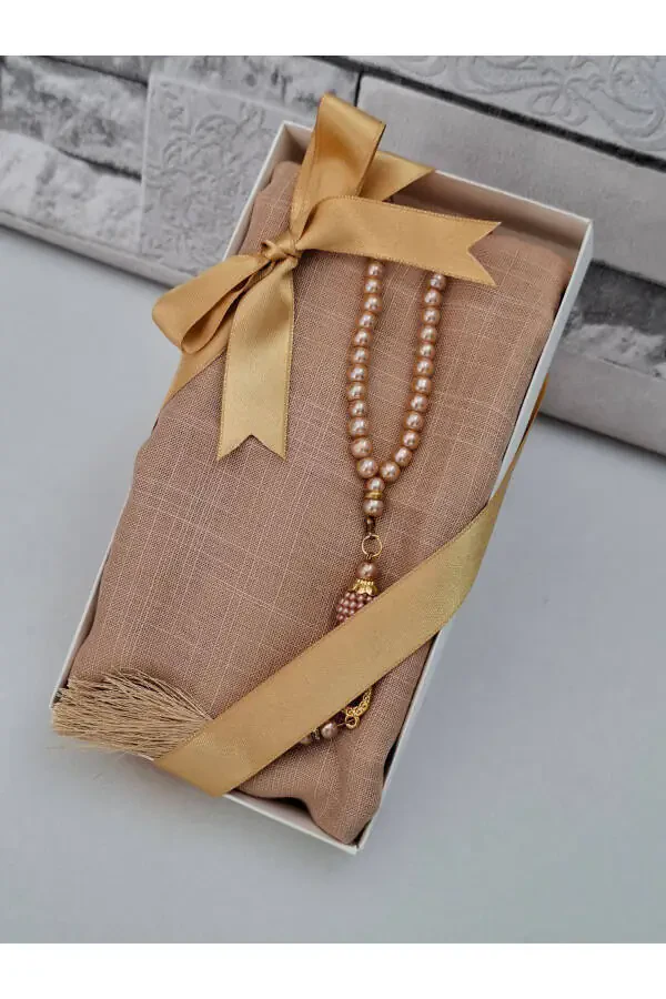 Gift Mother Gift Head Covering Set Pearl Rosary Boxed (MEVLIT SUNNAT HAJJ UMRAH) Boxed Set - 2
