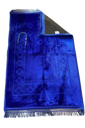 Gift Plush Prayer Rug and Rosary-Blue - 2