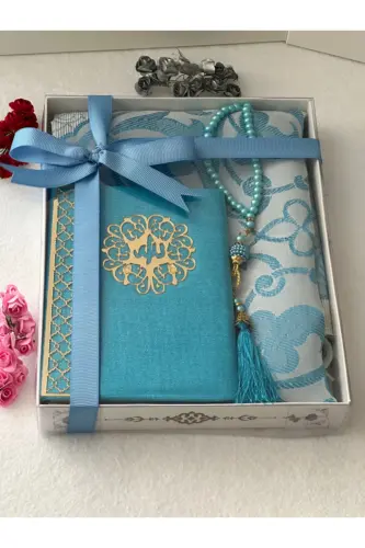 Gift Prayer Rug Set 3 Pieces Aqua Green Color - Aqua Green - 4