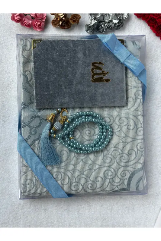 Gift Prayer Rug Set Baby Blue Color-Baby blue - 1