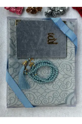 Gift Prayer Rug Set Baby Blue Color-Baby blue - MARKAPOLIN (1)