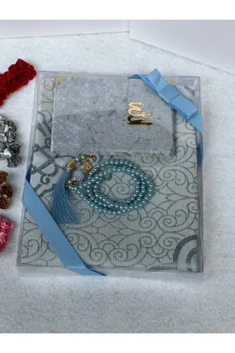 Gift Prayer Rug Set Baby Blue Color-Baby blue - 3