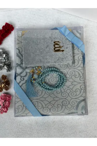 Gift Prayer Rug Set Baby Blue Color-Baby blue - 4