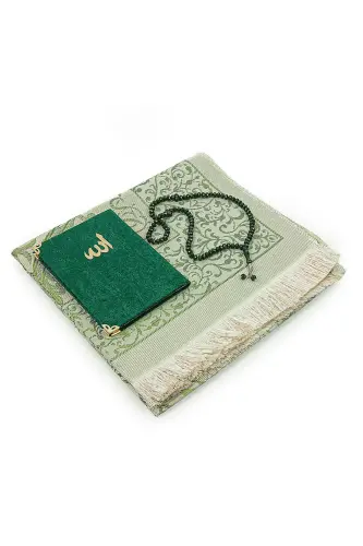 Gift Prayer Rug Set for Dowry in Special Box Green-Green - 3